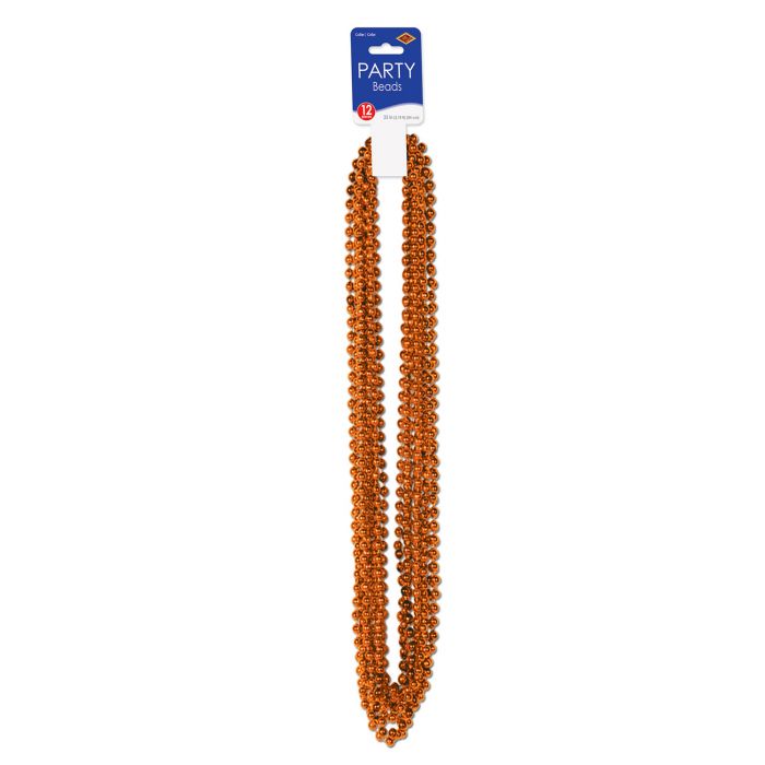 Beistle Orange Plastic Bead Necklace, 33 Inches Long, 12 Pieces per Pack for Foodservice