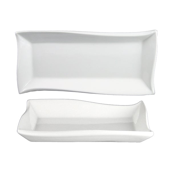 ITI AS - 210 High - Quality Porcelain Wave Rectangular Food Service Plate, 11.75 Inches by 5.75 Inches