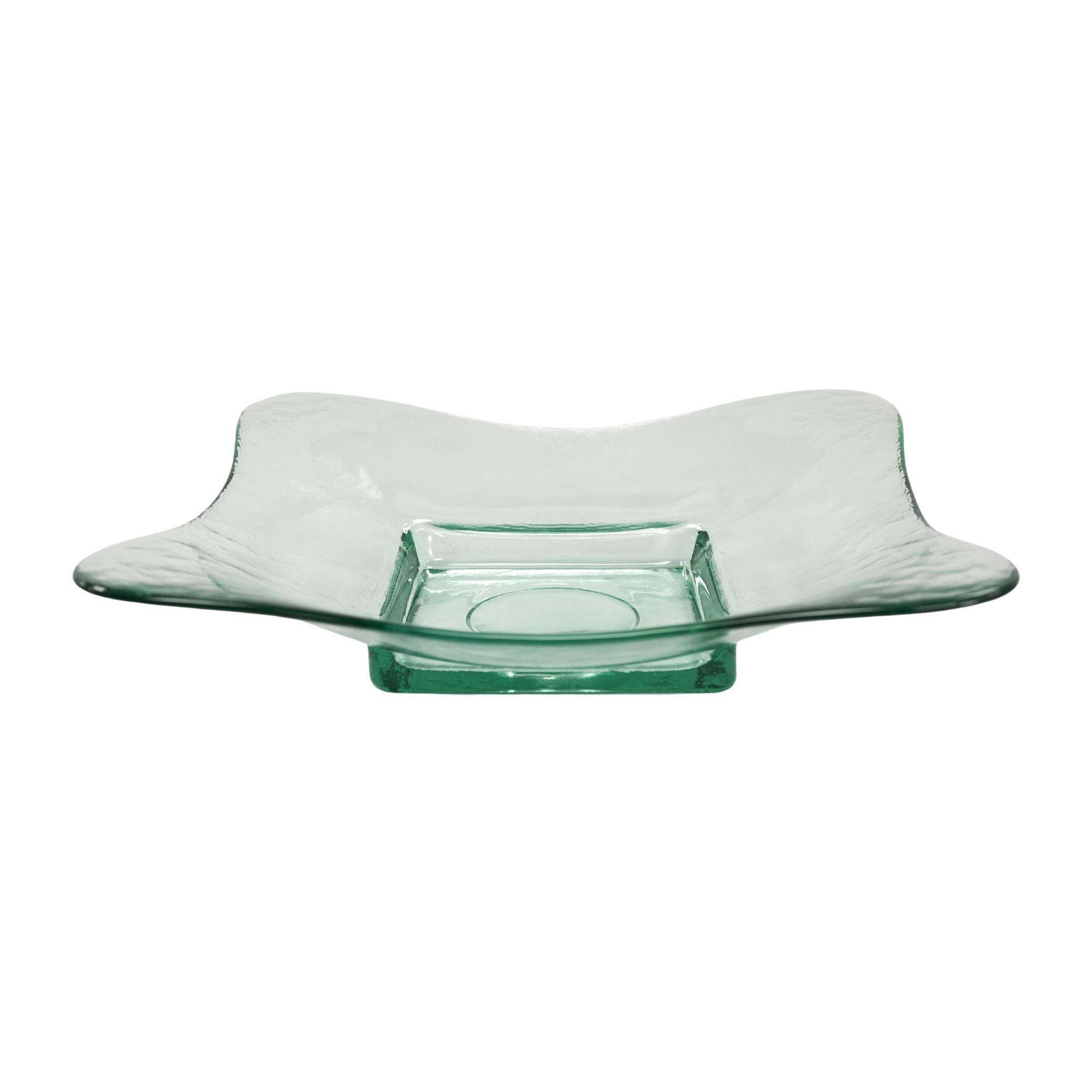 13-Inch American Metalcraft Glacier Square Glass Bowl with Green Tint