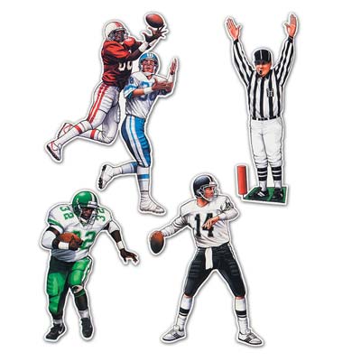 Beistle 55174 17 - 22 Feet Football Figure Paperboard Cutouts Pack of 4
