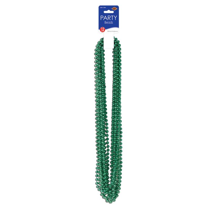 Beistle 50570-G Pack of 12 Green Plastic Beaded Necklaces for Foodservice
