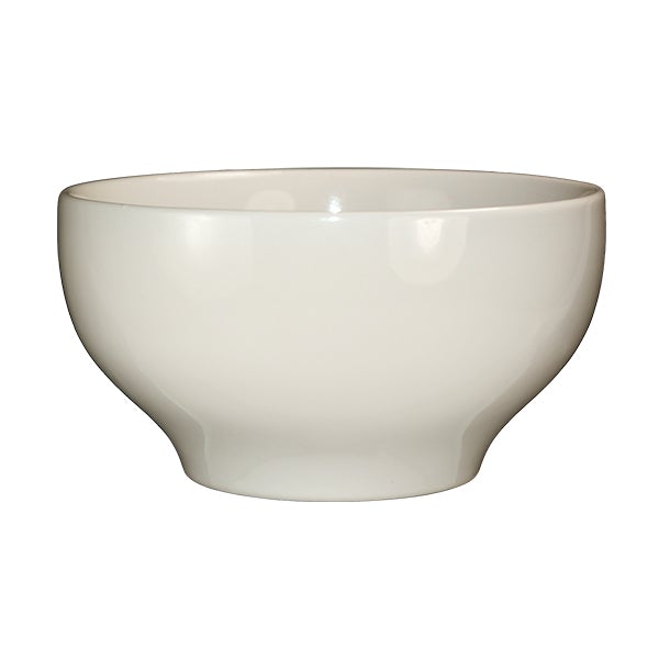 ITI RO-45 Professional Commercial Use 140 Ounce Roma Style Round American White Vitrified Stoneware Porcelain Footed Bowl with Rolled Edge