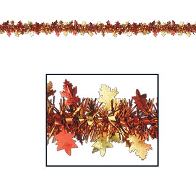 12-Foot Beistle 90300 Metallic Thanksgiving Autumn Leaf Garland