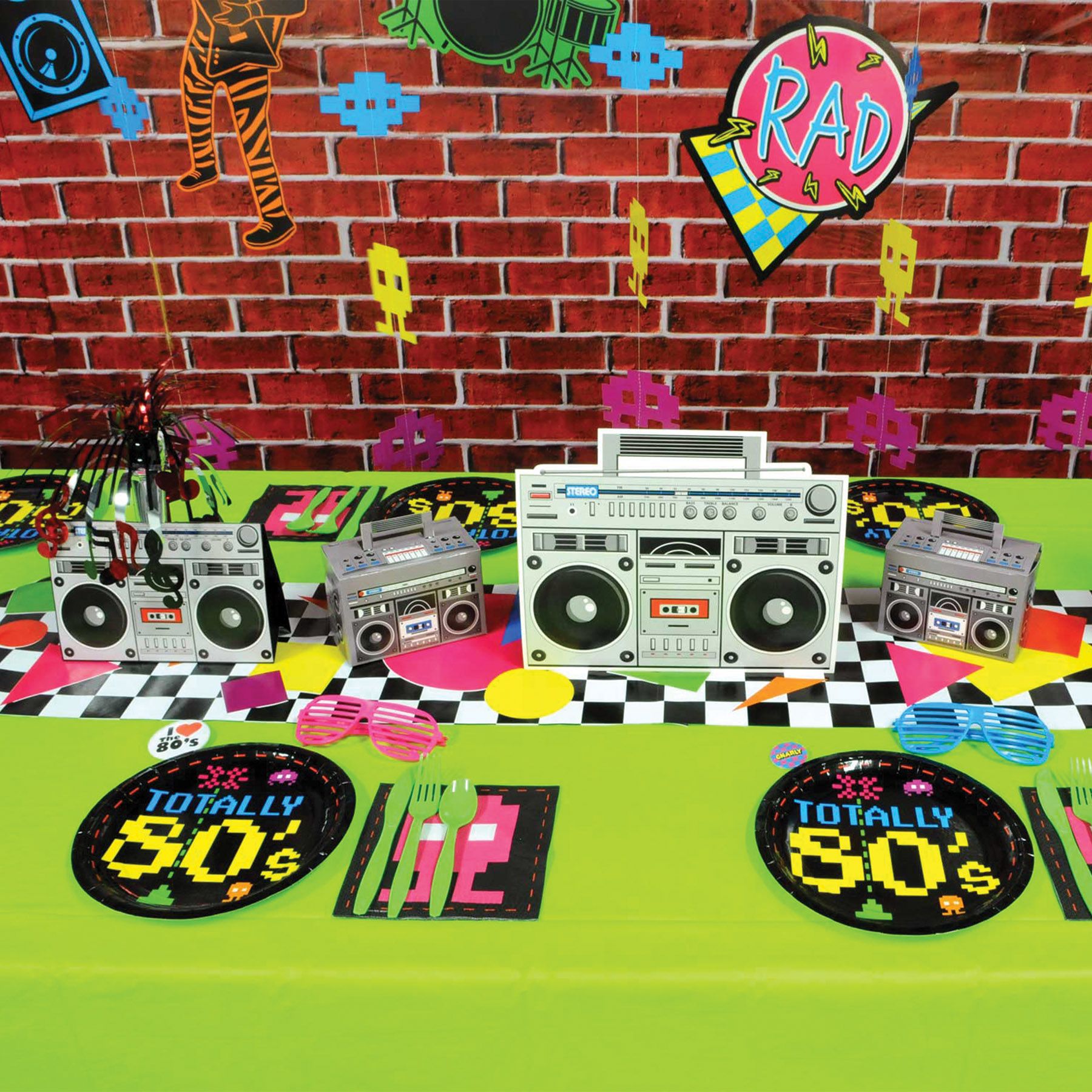 Beistle 57360 14-Inch Multi-Color 80's Boom Box Centerpiece