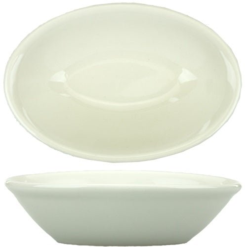3.5 Oz Oval American White Roma Ceramic Bowl - ITI RO - 17 for Commercial Use
