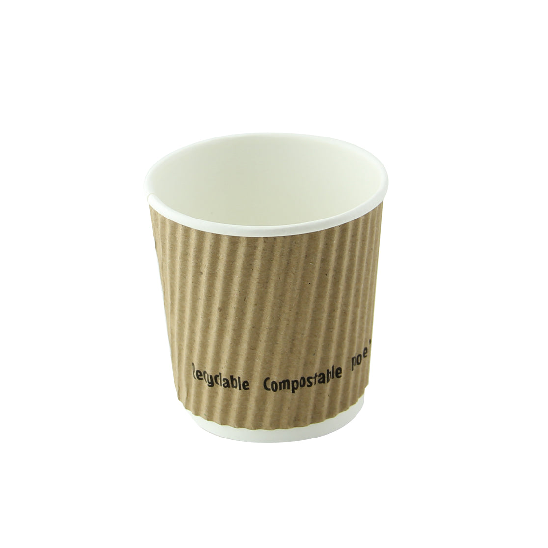 PacknWood 210GCRPLA4K 4 oz Compostable Rippled Kraft Disposable Cup for Commercial Foodservice