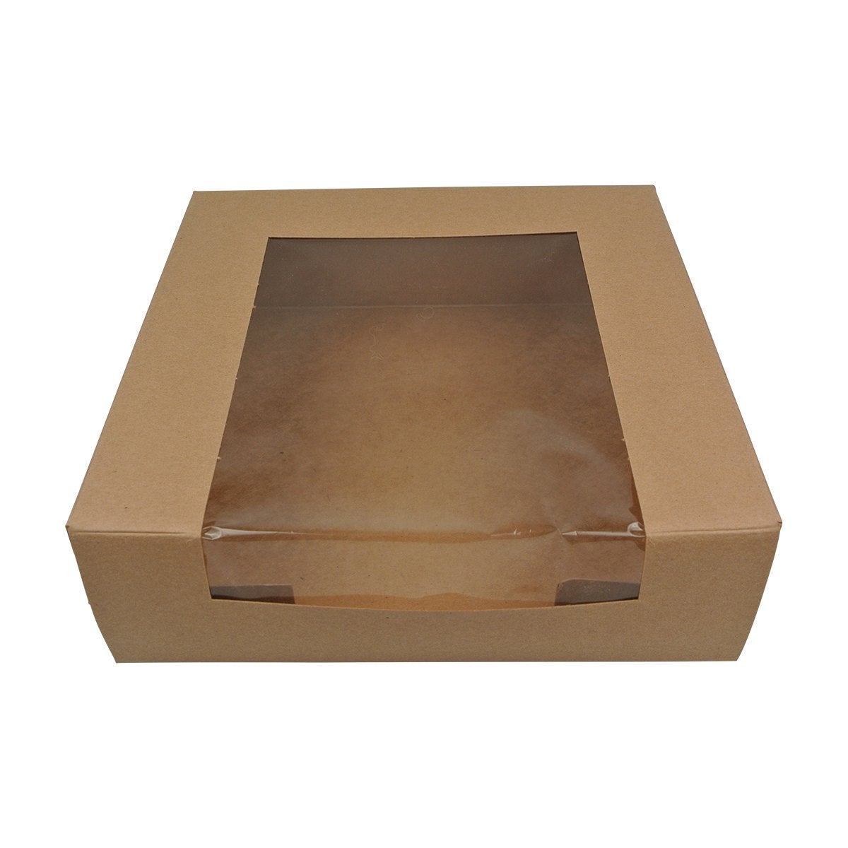 BOXit 8x8x2.5 Brown Kraft Disposable Cake Boxes with Window - 150 per Bundle