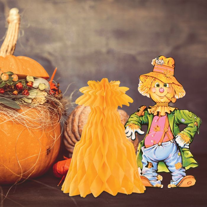 Beistle 99075 11-Inch Multi-Color Scarecrow with Tissue Cornshock Centerpiece for Fall and Thanksgiving