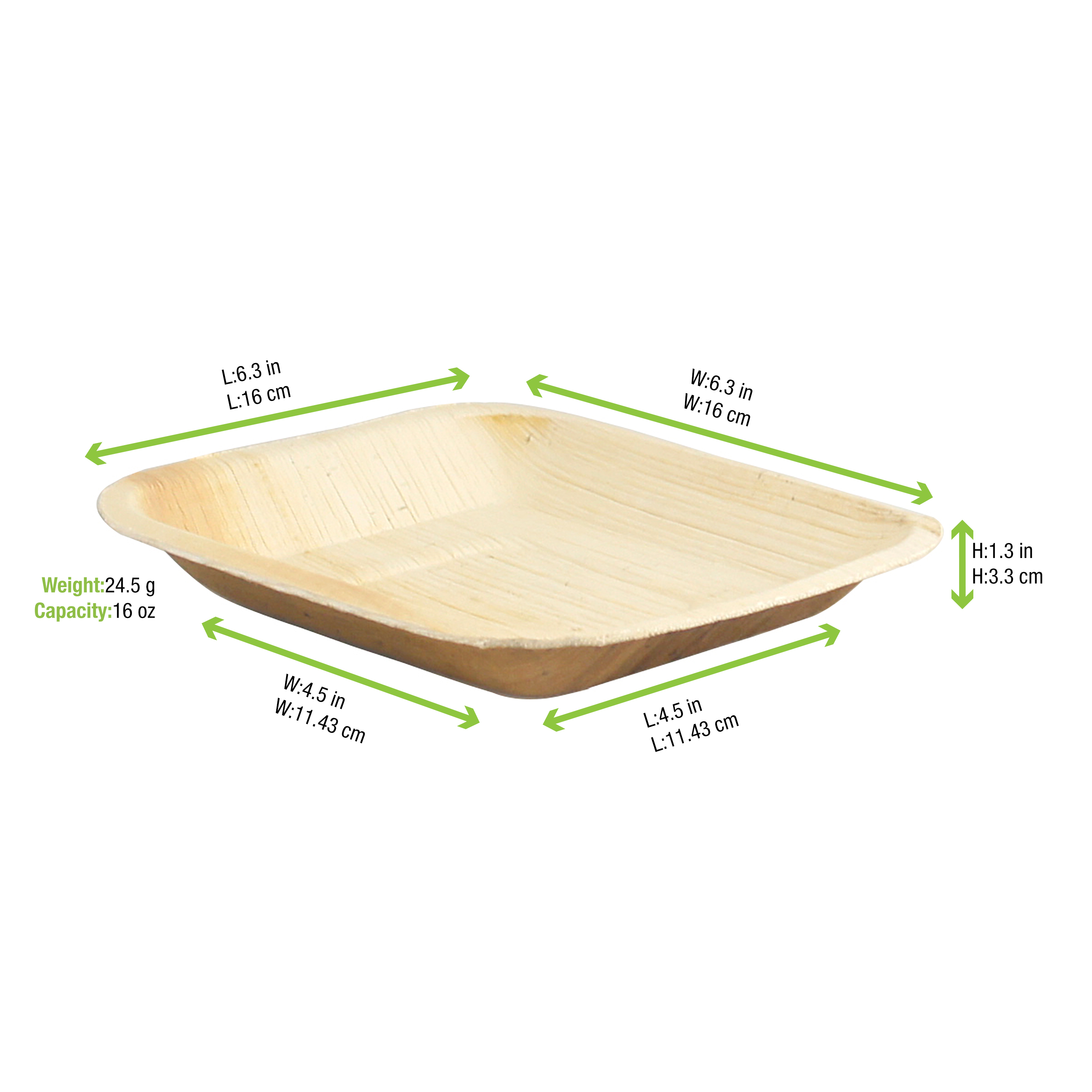 PacknWood 210BBA1717 6-Inch Square Rounded-Corner Palm Leaf Plates