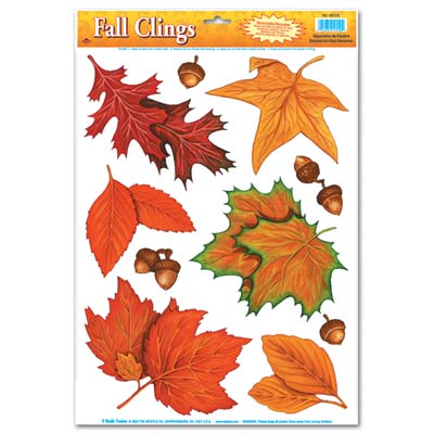 Beistle 99126 Fall Leaf Window and Mirror Decorative Clings - Pack of 10 for Professional and Commercial Use