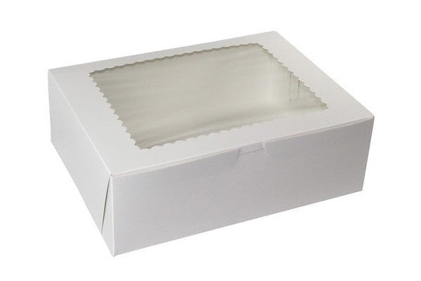 BOXit 12x9x4 White Disposable Cake Boxes with Window, 100 per Bundle
