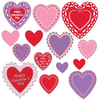 Beistle BE70080 - 14-Piece Heart Cutouts for Festive Decor