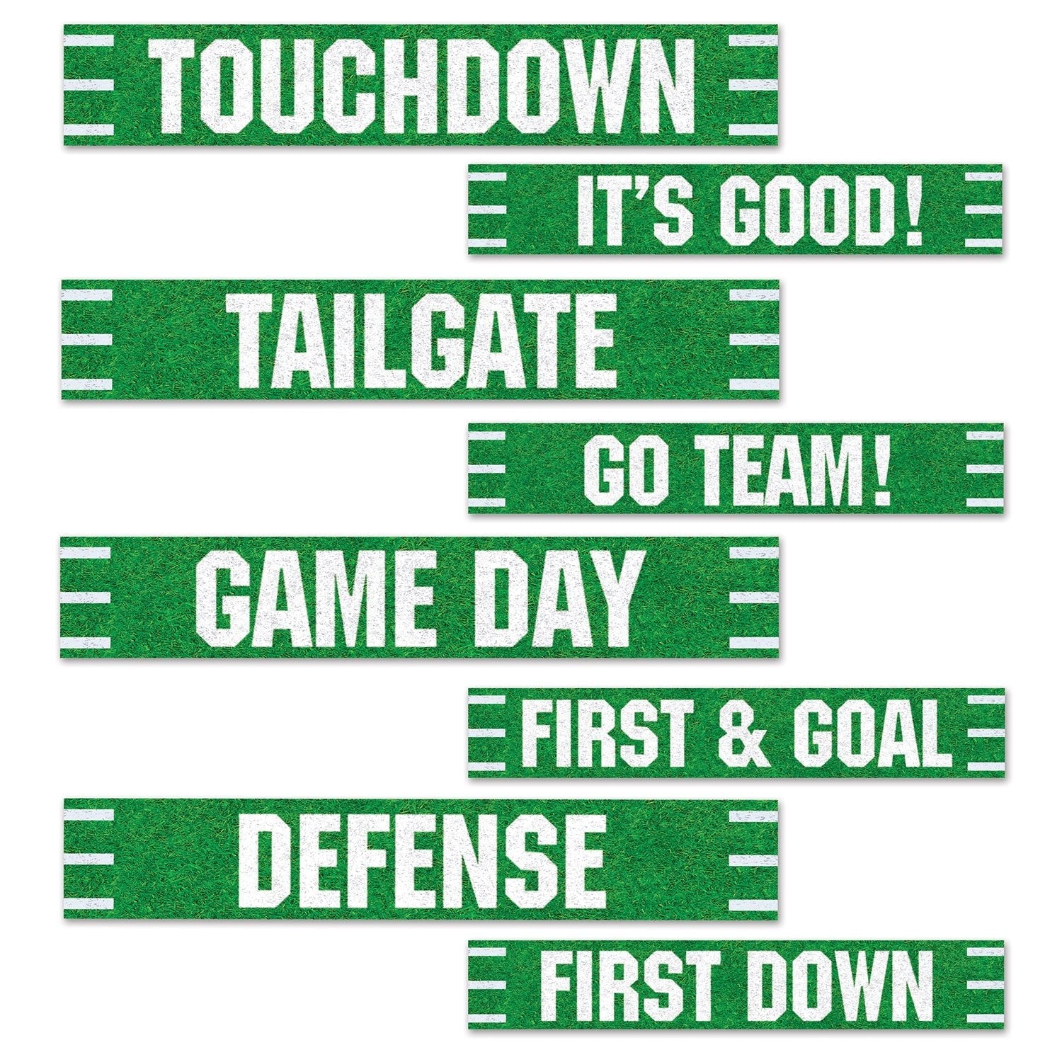 Beistle 54674 Four - Piece Pack of Football - Themed 24 - Inch by 4 - Inch Street Sign Cutouts