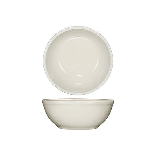 ITI RO-15 12.5 Ounce 5 and 5/8 Inches American White Vitrified Stoneware Rolled Edge Round Roma Pattern Nappie/Oatmeal Foodservice Bowl