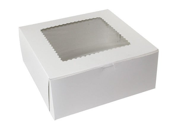 BOXit Premium White Disposable Cake Boxes with Transparent Window, Size 12x12x5, Pack of 100 for Foodservice