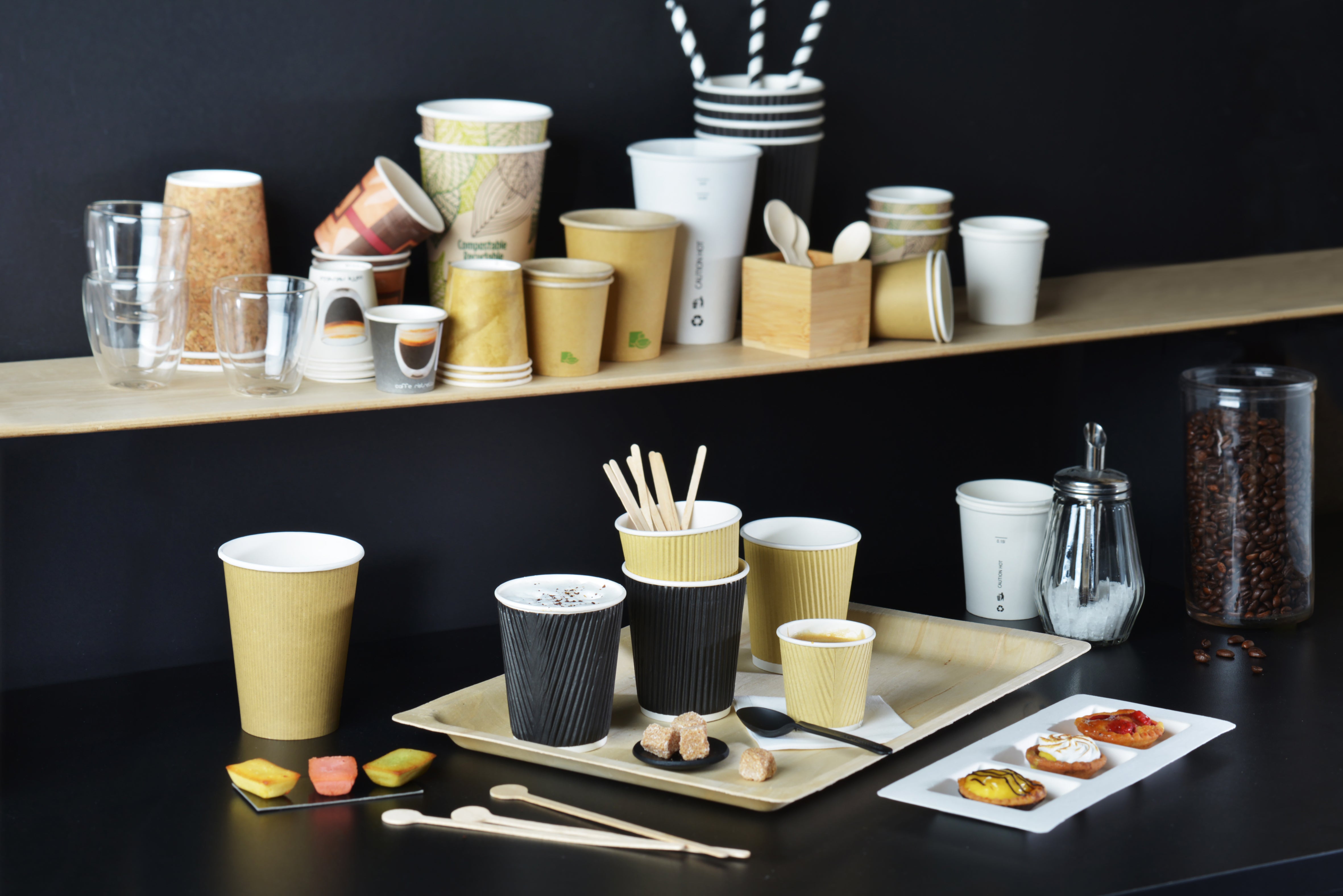 PacknWood 210GCRPLA4K 4 oz Compostable Rippled Kraft Disposable Cup for Commercial Foodservice