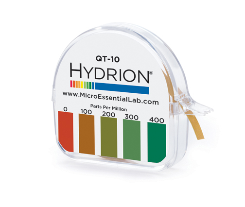 Hydrion QT-10 Quaternary Ammonium Sanitizer Test Strips for Commercial Kitchens