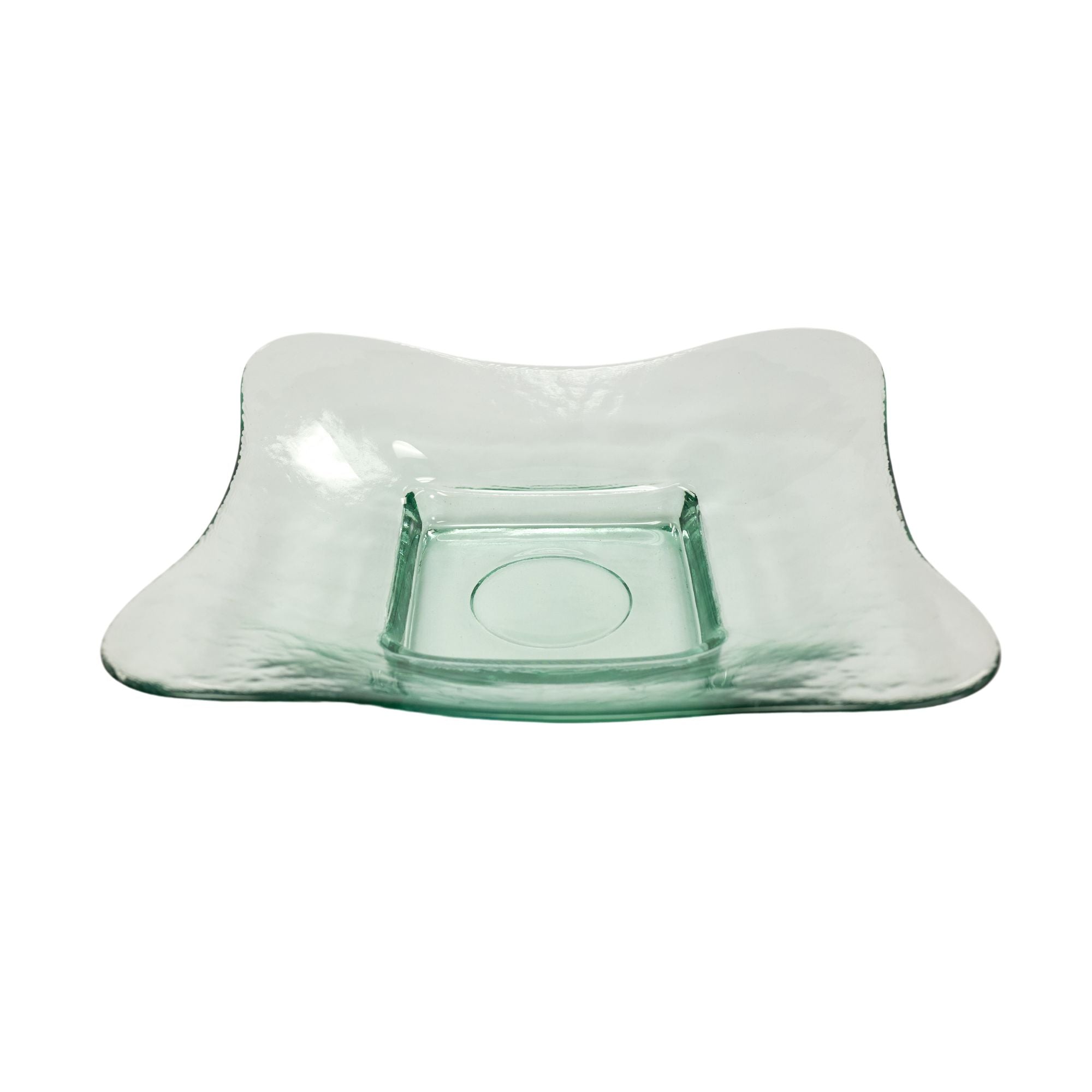 13-Inch American Metalcraft Glacier Square Glass Bowl with Green Tint