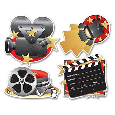 Beistle 54155 Durable Movie Set Cutouts - Pack of 4