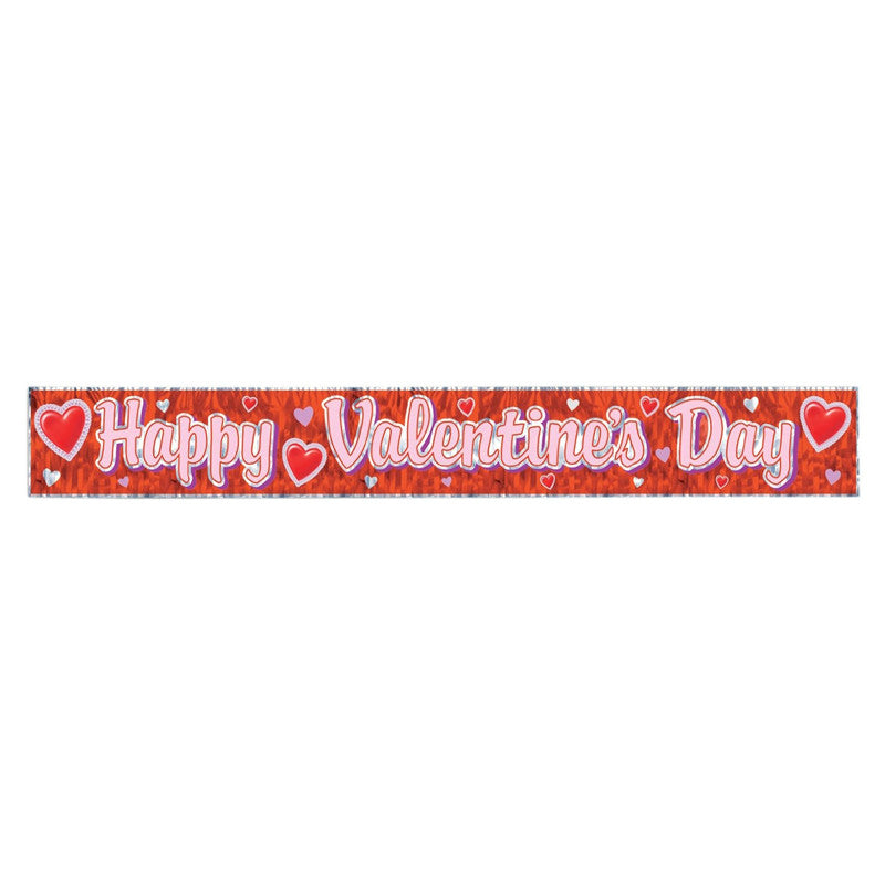 Beistle 70880 Metallic Valentine's Day Decorative Banner, Measuring 8 Feet by 5 Feet
