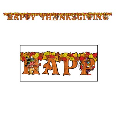 Beistle 99213 5-Inch by 6-Foot Happy Thanksgiving Streamer in Fall Colors