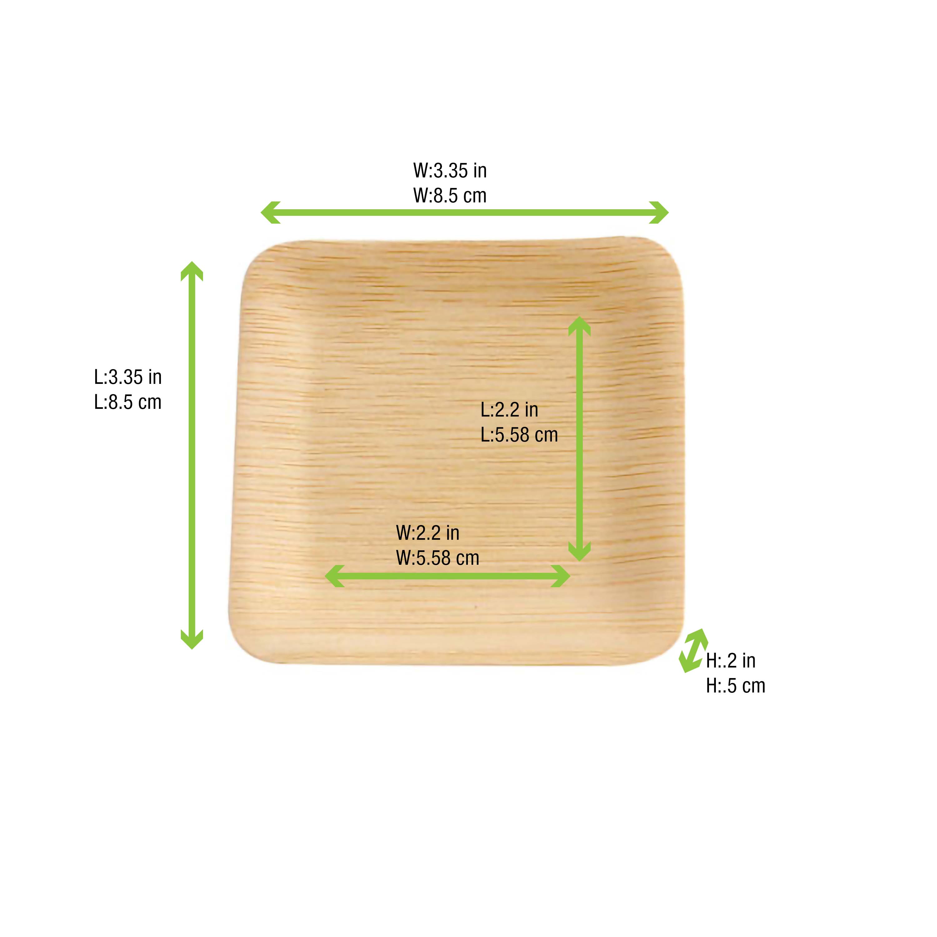 PacknWood 210BBA2020 7.9-Inch Square Bamboo Veneer Dinner Plate with Rounded Edges for Professional and Commercial Foodservice