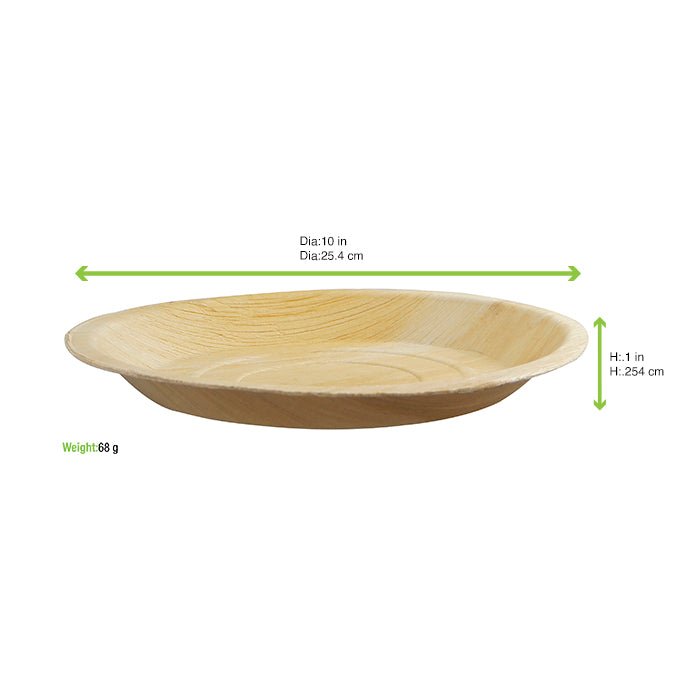 PacknWood 210BBA25 10-Inch Round Eco-Friendly Palm Leaf Dinner Plate