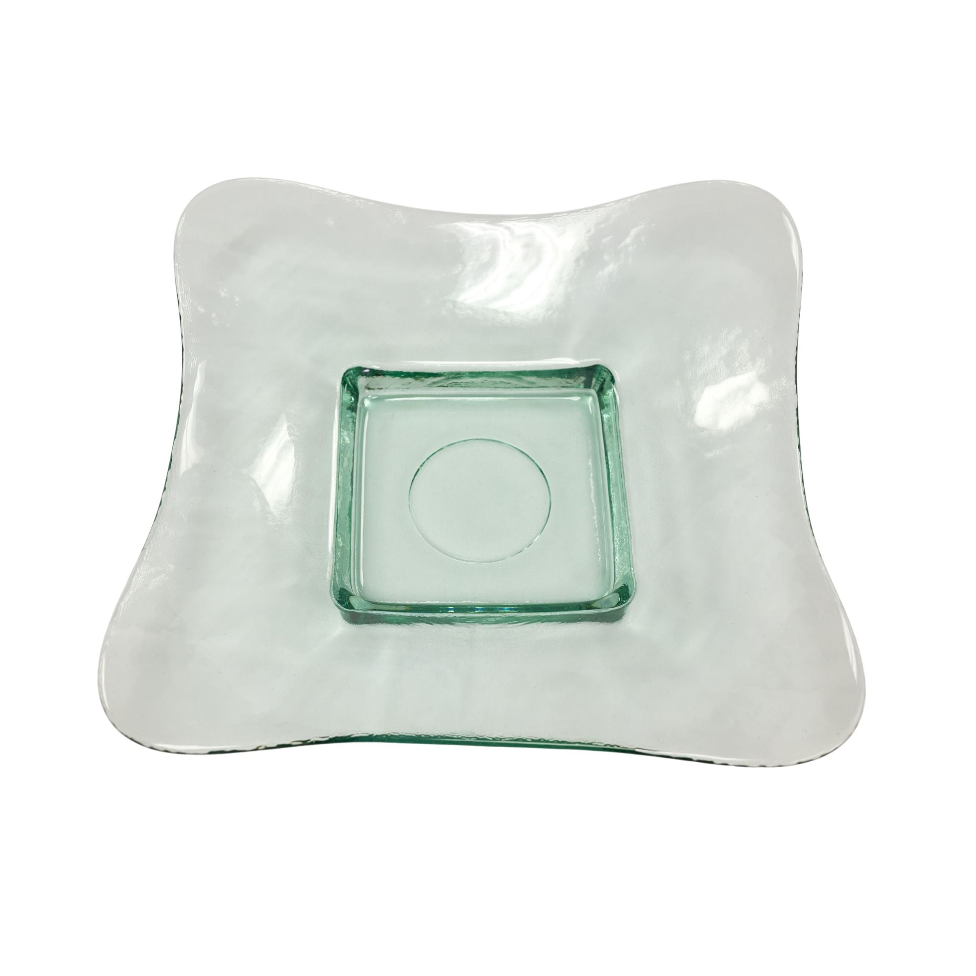 13-Inch American Metalcraft Glacier Square Glass Bowl with Green Tint