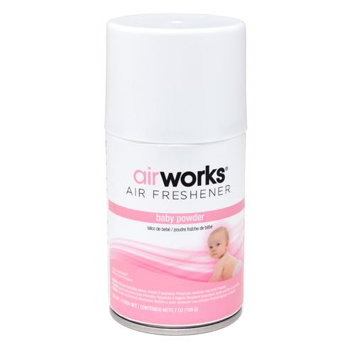 AirWorks 7 oz Baby Powder Scented Metered Aerosol Air Freshener for Commercial Kitchens