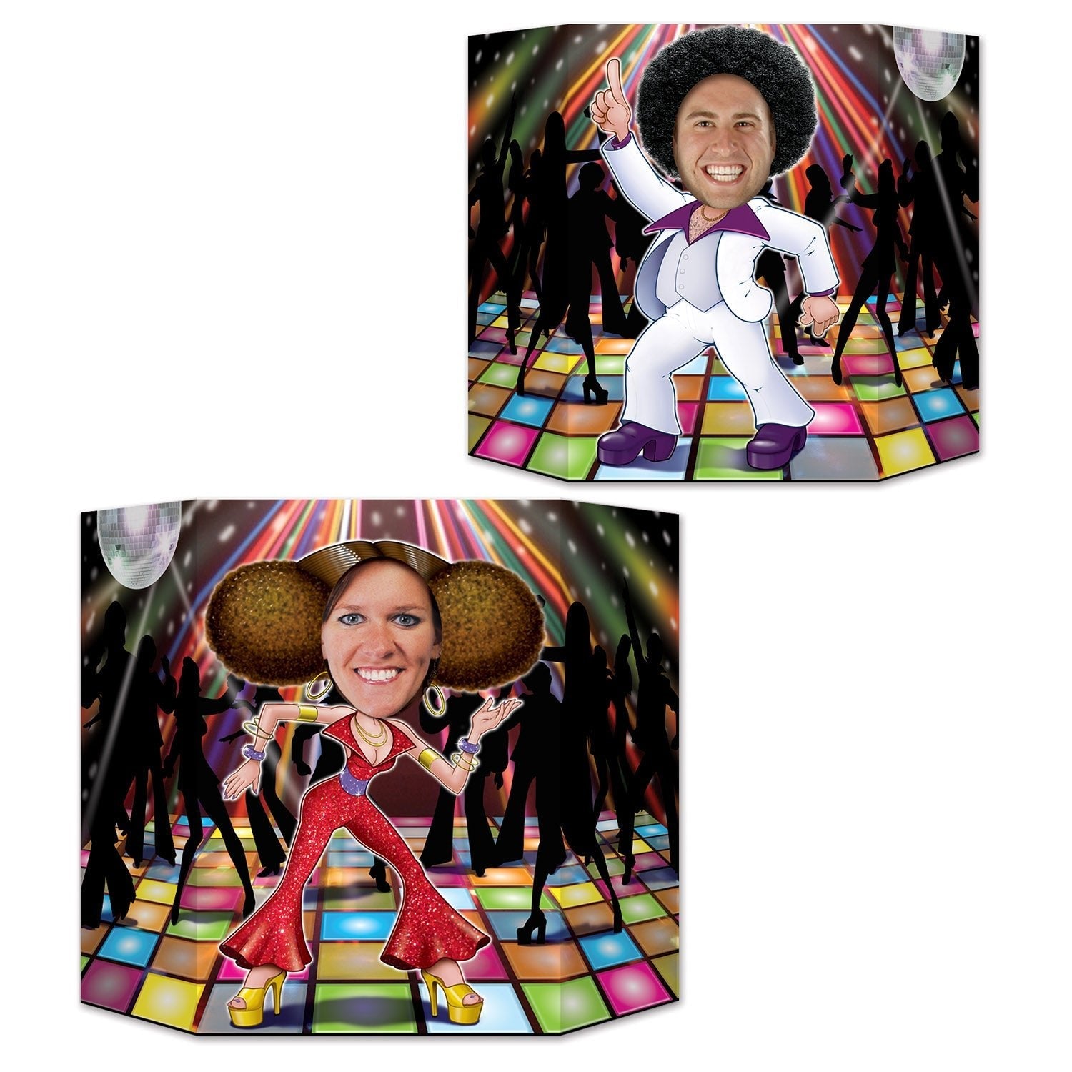 Beistle 54617 Double - Sided Disco Themed Couple Photo Prop Measuring 37 Inches in Height and 25 Inches in Width