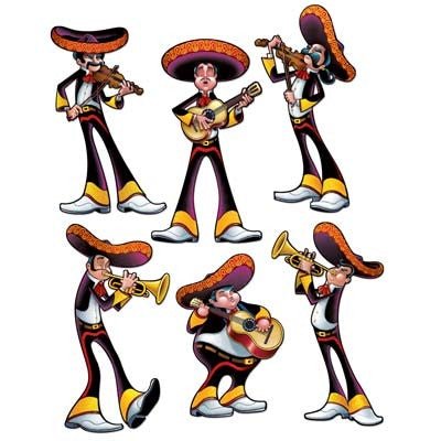 Beistle 57481 Pack of 6 Fiesta Mariachi Musician Cutouts Measuring 12 to 16 Inches