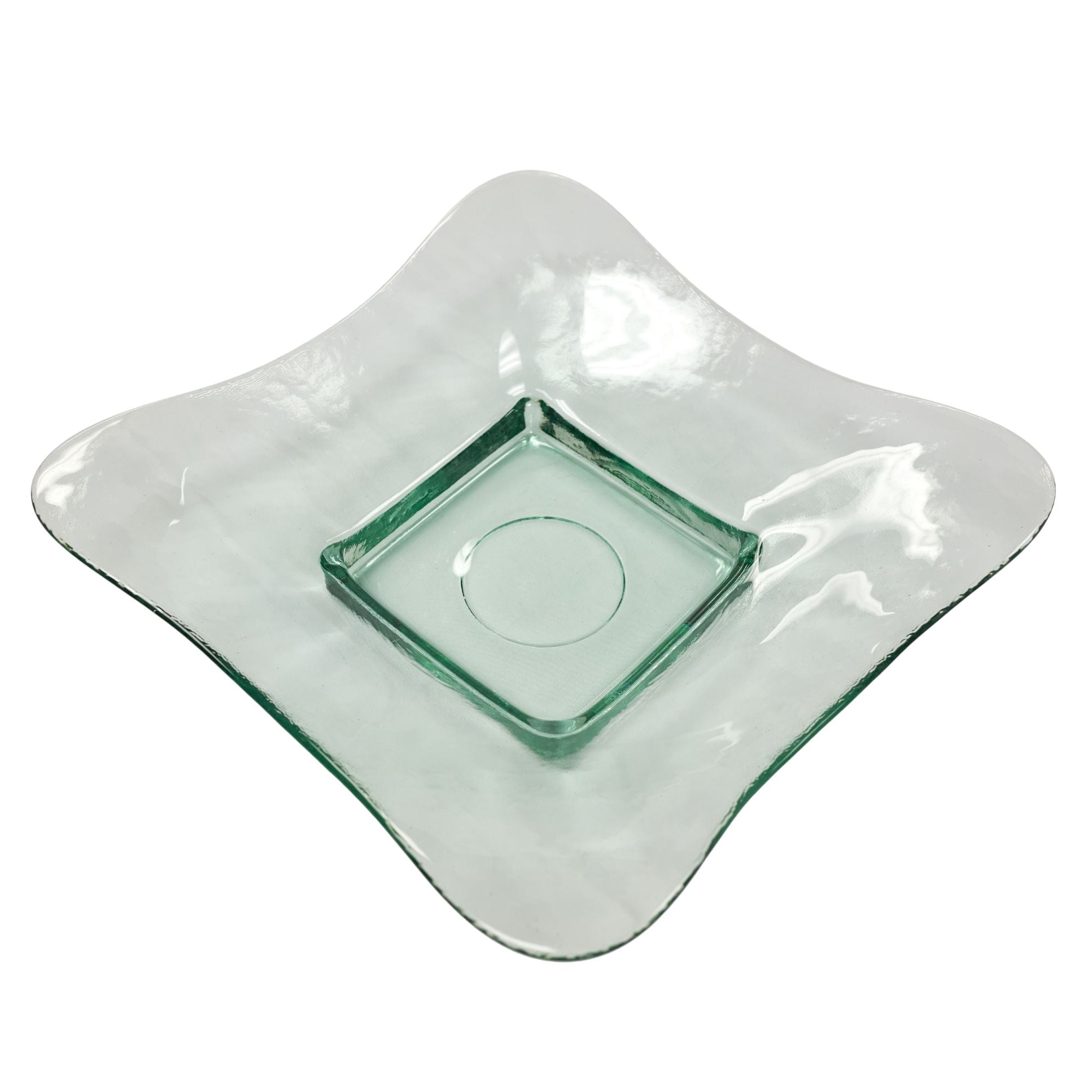 13-Inch American Metalcraft Glacier Square Glass Bowl with Green Tint