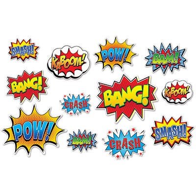 Beistle 59902 Multi - Colored Action Hero Sign Cutouts 6 to 12.5 Inches