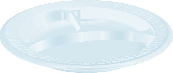 Dart 9 - inch Concorde White Disposable Non - Laminated Sectioned Foam Food Service Plate