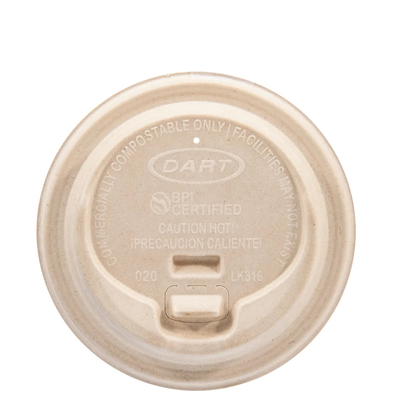 Dart LK316FBR Disposable Reclosable Lid Made of Tan Bagasse Molded Fiber for 10 - 24 oz Food Containers in Foodservice