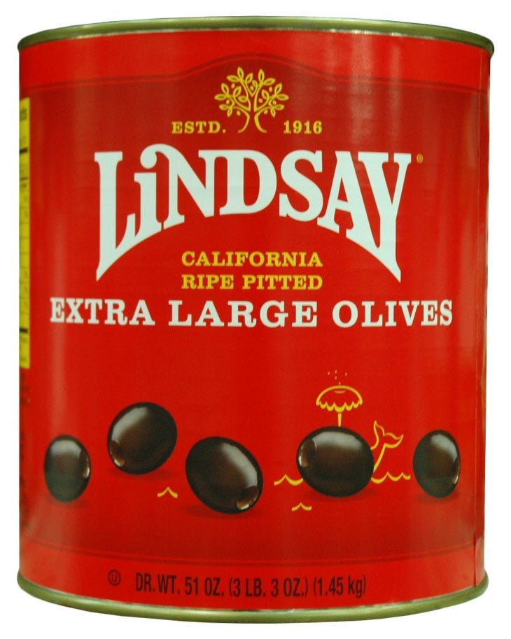 Lindsay 51 Ounce (#10 Can) Super Large Black Olives for Commercial Kitchen Use