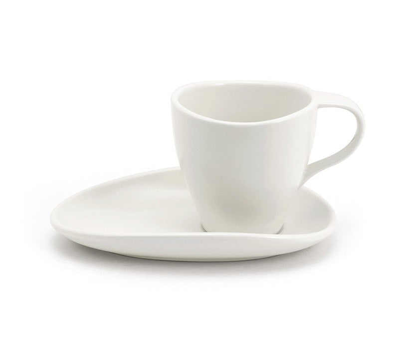 8 Oz FOH DCS054BEP23 Tides Scallop Porcelain Cup for Commercial Kitchens