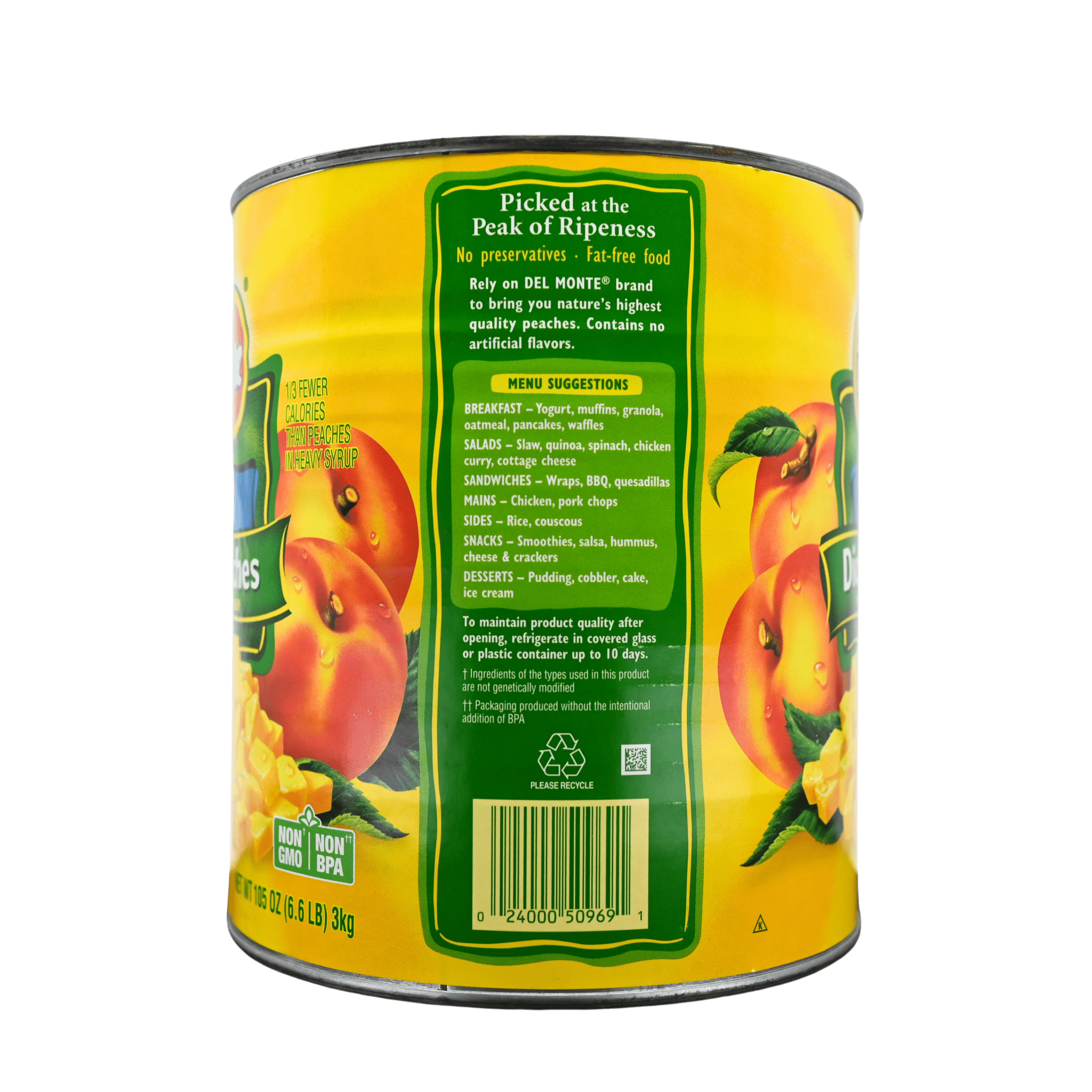 106 Ounce (#10 Can) of Light Syrup Diced Peaches for Foodservice