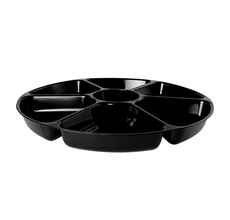 Fineline D16070 16-Inch Black 7-Section Disposable Tray for Commercial Kitchens