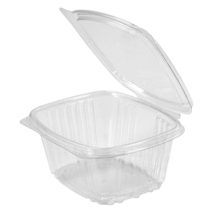 Genpak AD16 Clear Plastic 16-Ounce Hinged Deli Containers - Pack of 200 for Foodservice