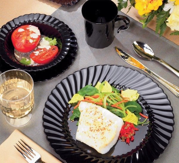 WNA CW6180BK Classicware Heavy - Duty Disposable Black Dinner Plates, 6 - Inch for Professional and Commercial Foodservice