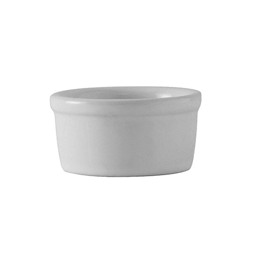 Tuxton BWX-025 White Smooth Round Ceramic Ramekin with 2.5 Ounce Capacity for Commercial Kitchens