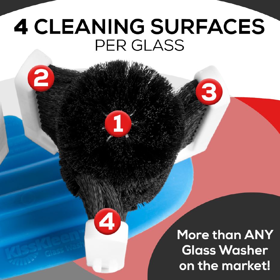 Kiss Kleen KG-W-0813 Durable 8-Brush Manual Glass Washers for Foodservice
