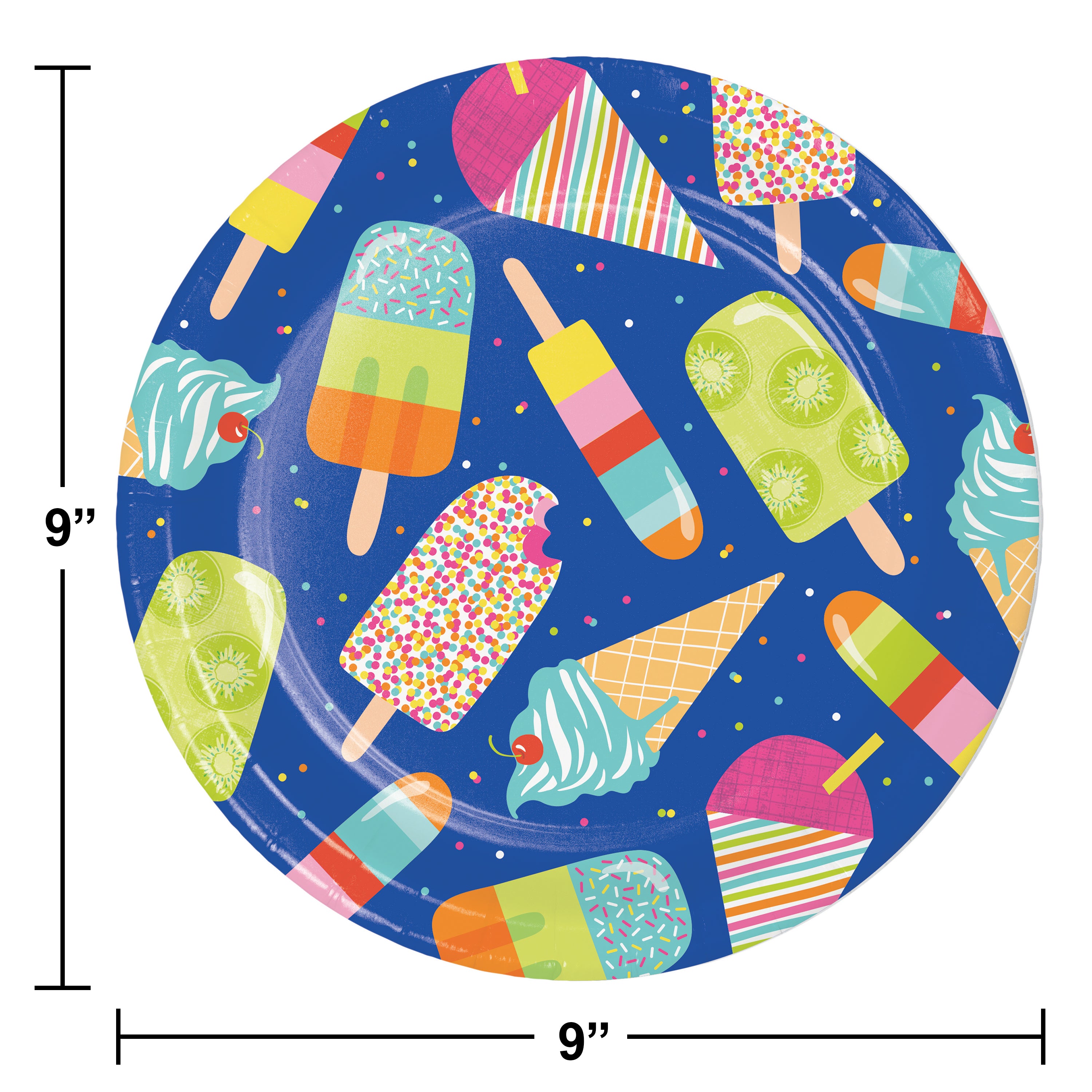Creative Converting 9-Inch Round Summer Sweets Disposable Paper Plates for Food Service