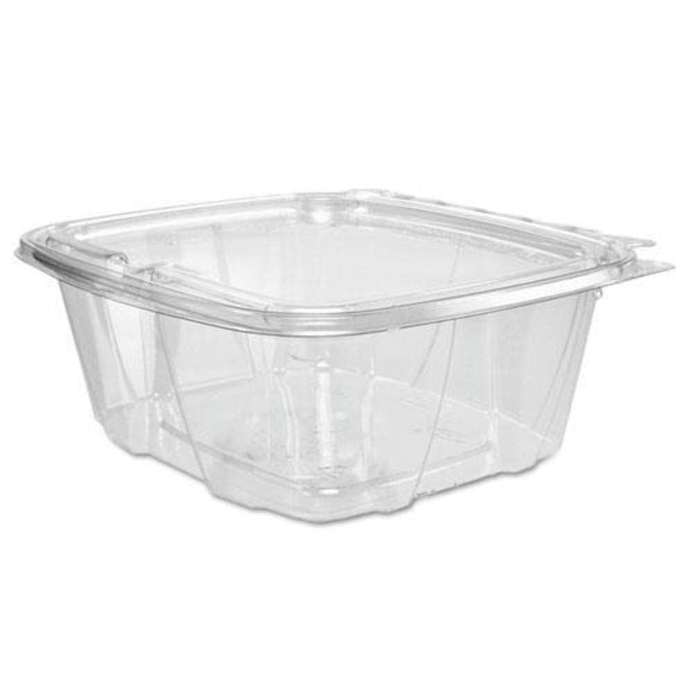 Dart ClearPac SafeSeal CH64DEF 64 Ounce Transparent Plastic Tamper - Evident and Resistant Food Container with Flat Lid for Commercial Use