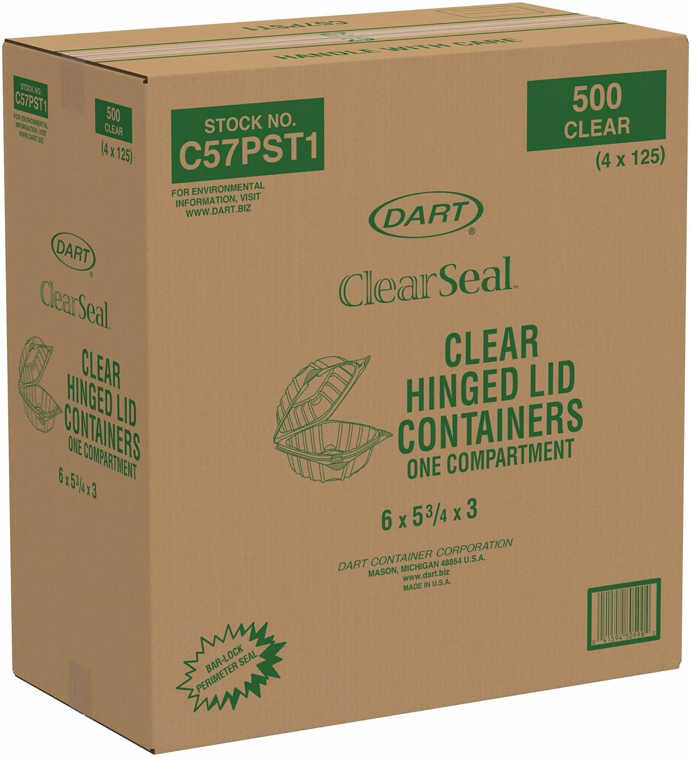 6X6 ClearSeal Hinged Food Storage Container - Dart C57PST1 for Commercial Kitchens