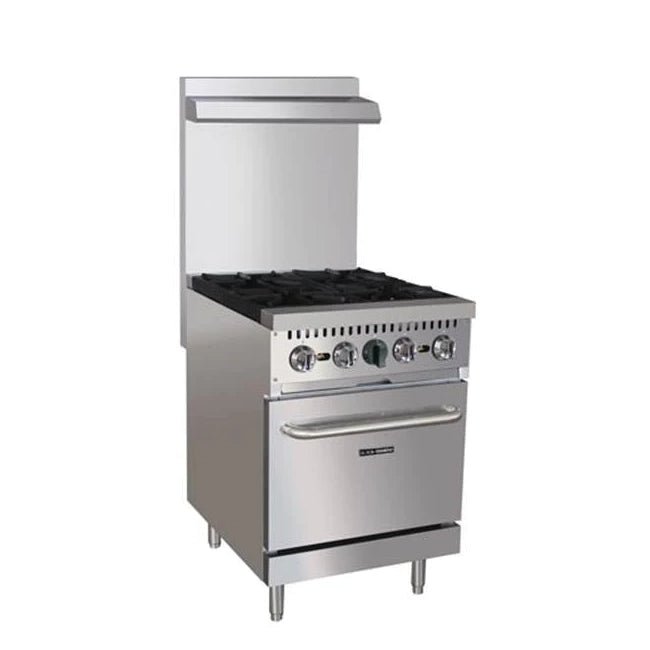 Adcraft 24-Inch Four-Burner Gas Range with Oven for Durable Foodservice
