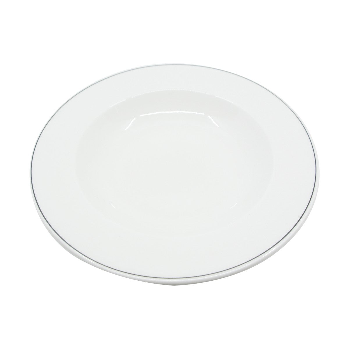 8 oz 9-Inch Ceramic Soup Plate with Stylish Black Rim Line