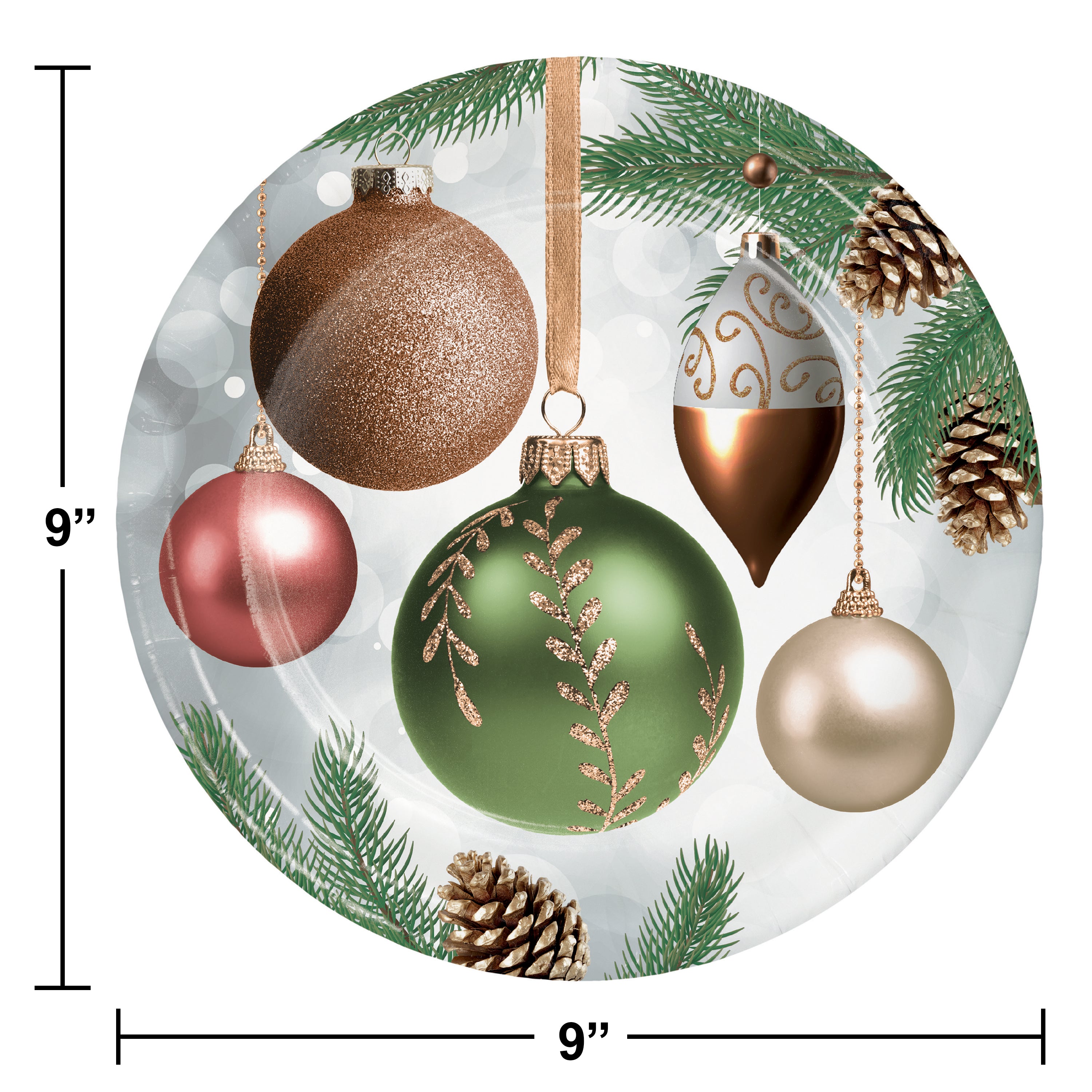 Creative Converting 9-Inch Round Stunning Ornaments Paper Dinner Plates