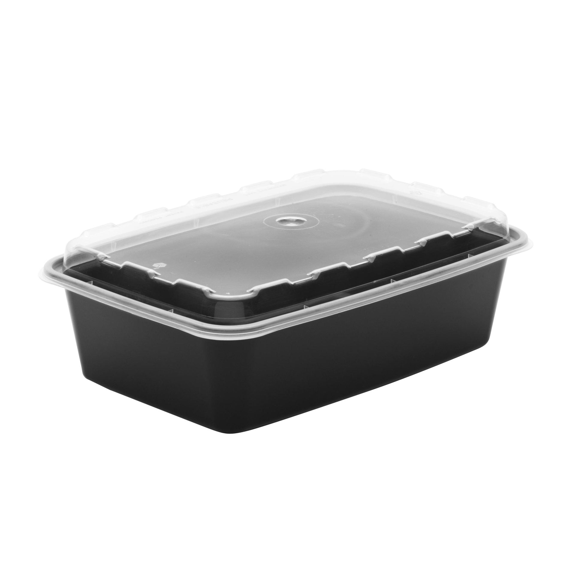 38-Ounce Black Bottom Rectangular Food Container with Lid - 150 Pieces per Case by CuBE (CR-937B)